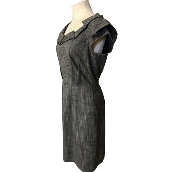 Antonio Melani Dress Black Gray 8 Short Sleeve Sheath Neck Accent Career Church - Picture 6 of 6